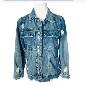 BlankNYC Destroyed Blue Denim Jean Jacket XS